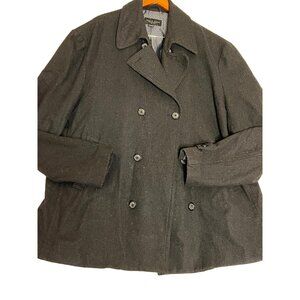 Pronto Uomo Double-Breasted Wool-Blend Peacoat 5XL Charcoal Goth